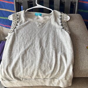 Buttons Gray Kids Sweatshirt with Beaded Shoulders